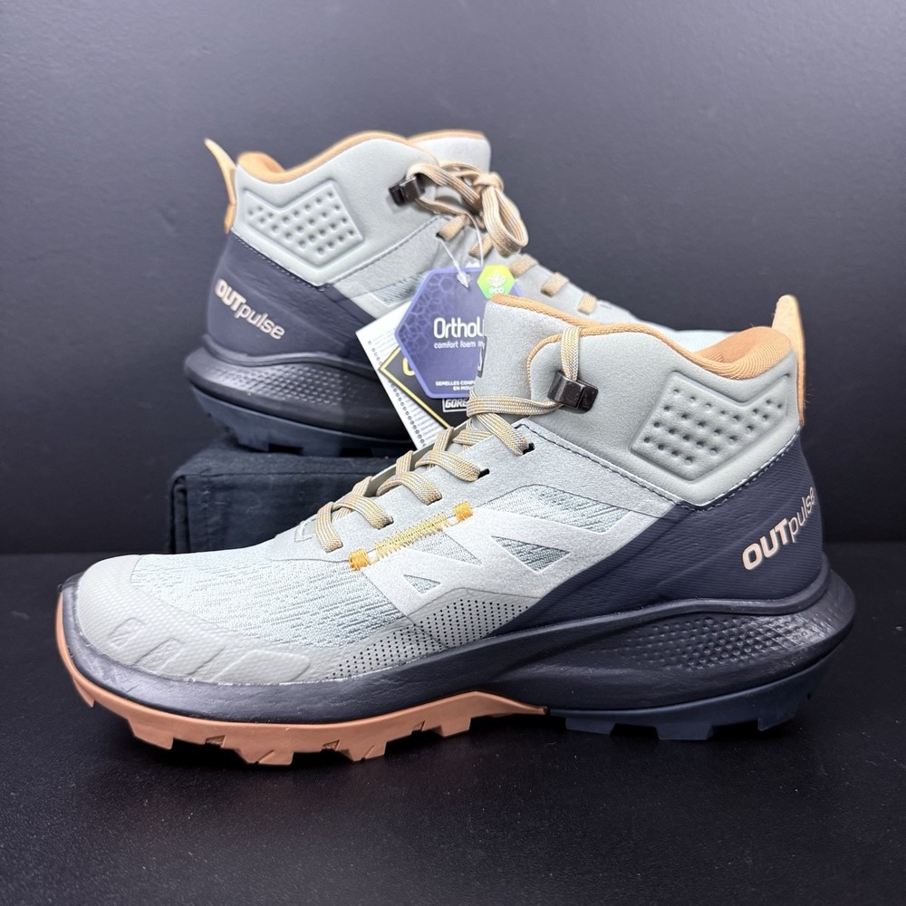 Salomon Hiking Boots Women's 7 Out Pulse Mid GTX Wrought Iron Ebony Orange Shoe - Picture 3 of 11